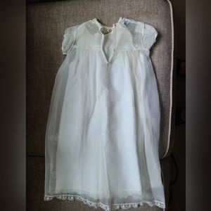 Vintage (at least 1970) 3 piece Christening Gown (cap, under gown & overgown)